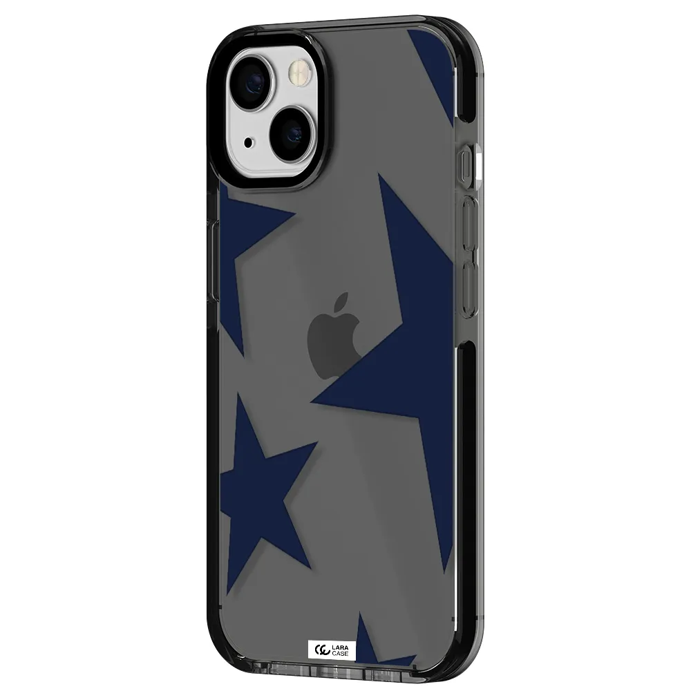 Blue Navy Stars Apple iPhone 13 impact Smoke Black Case
