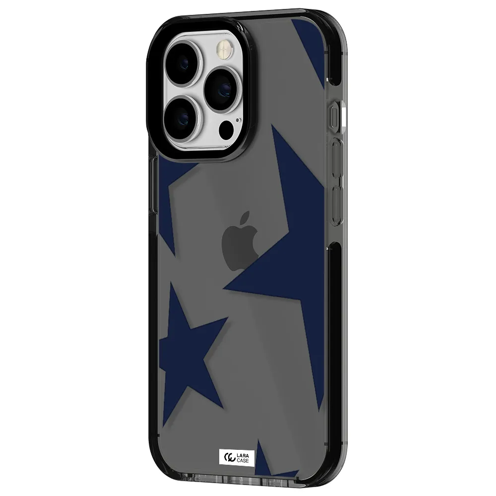 Blue Navy Stars Apple iPhone 13 Pro impact Smoke Black Case