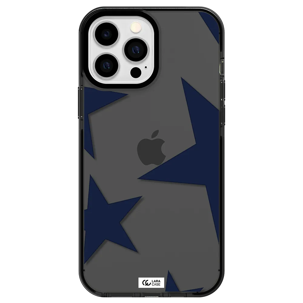 Blue Navy Stars Apple iPhone 13 Pro Max impact Smoke Black Case