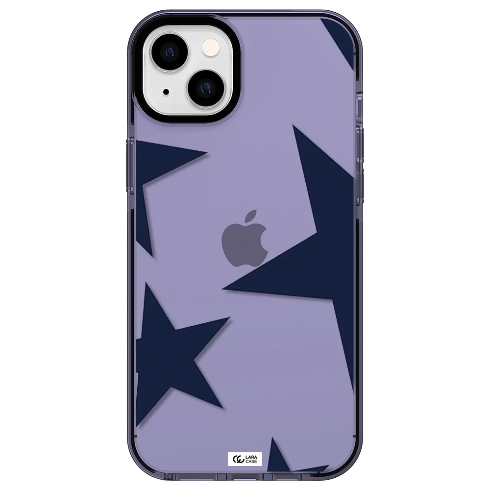 Blue Navy Stars Apple iPhone 14 plus impact Lilac Case