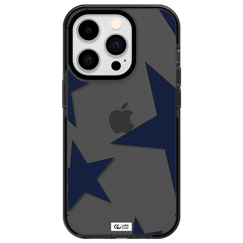 Blue Navy Stars Apple iPhone 14 pro impact Smoke Black Case