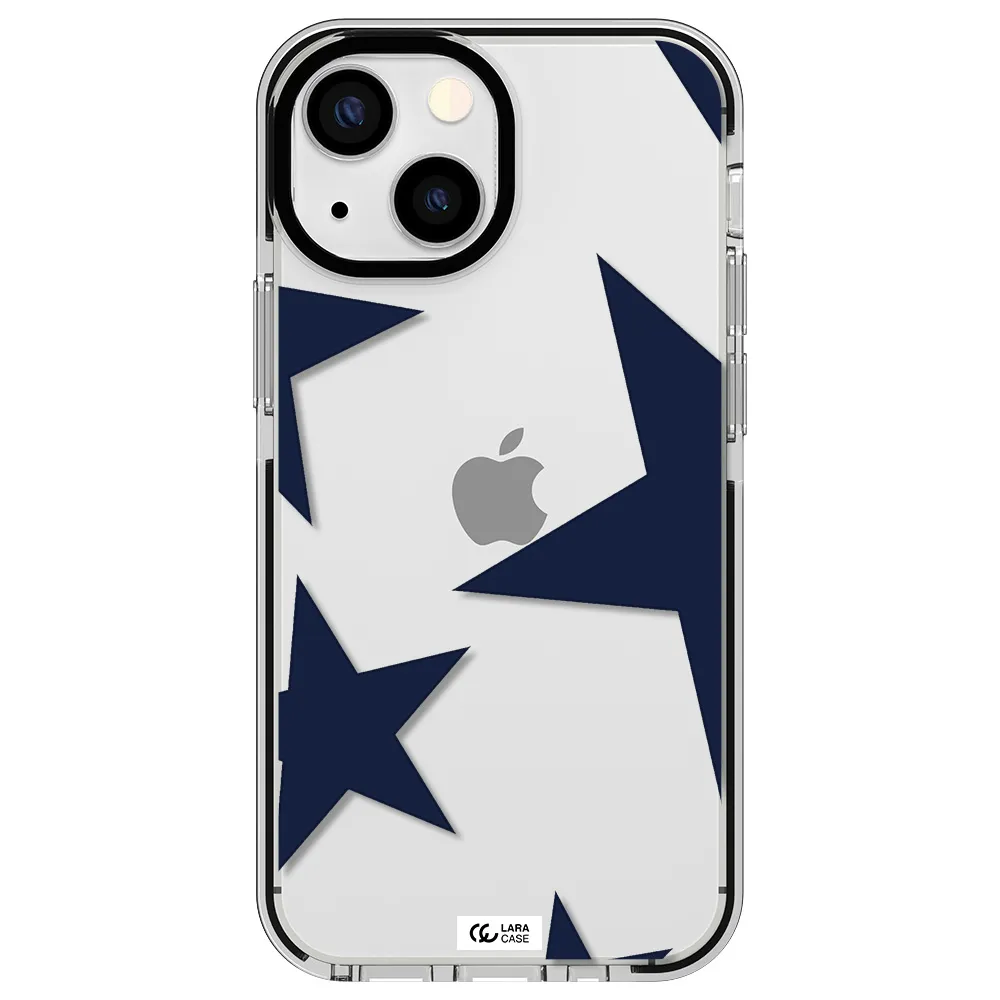 Blue Navy Stars Apple iPhone 15 impact black border Case