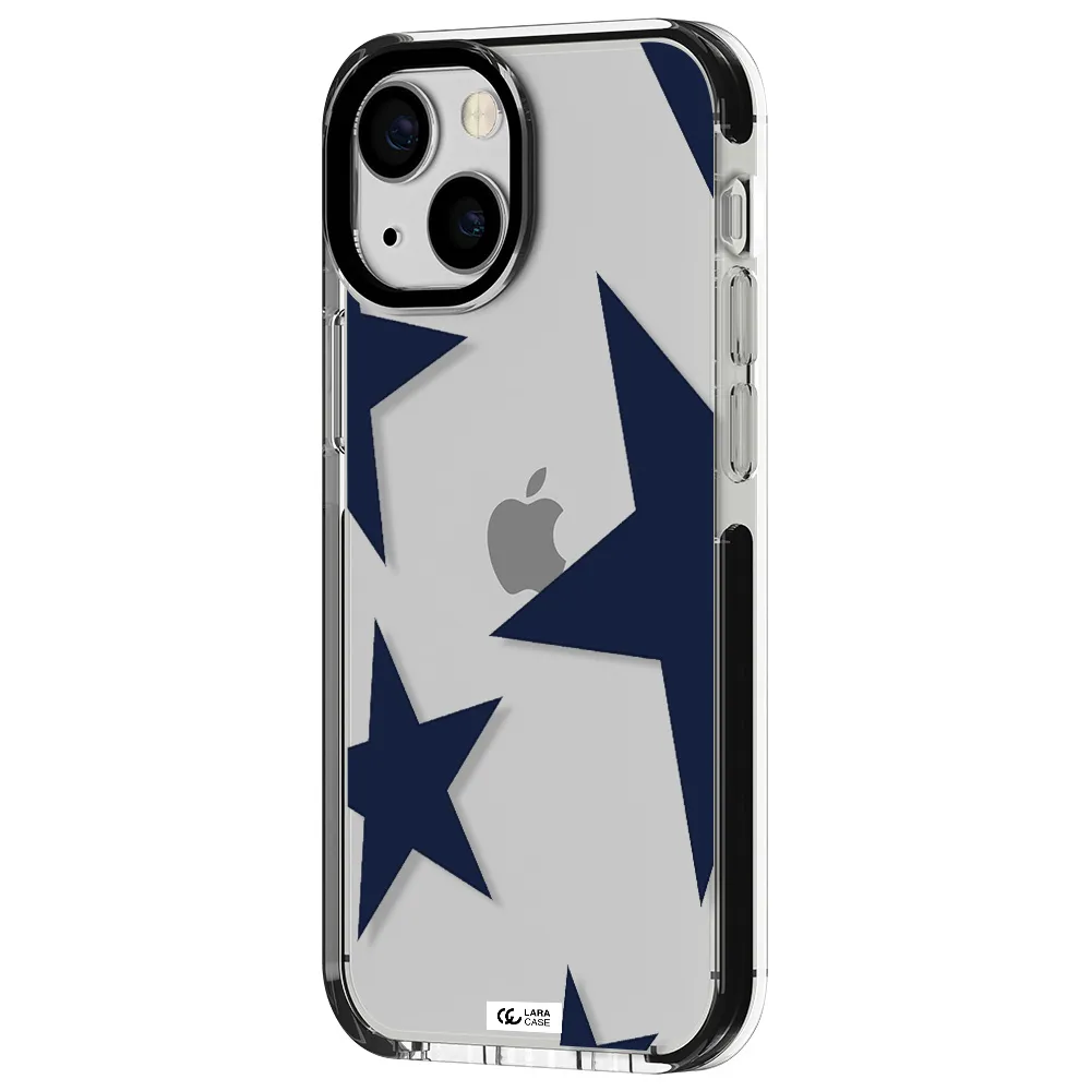 Blue Navy Stars Apple iPhone 15 impact black border Case