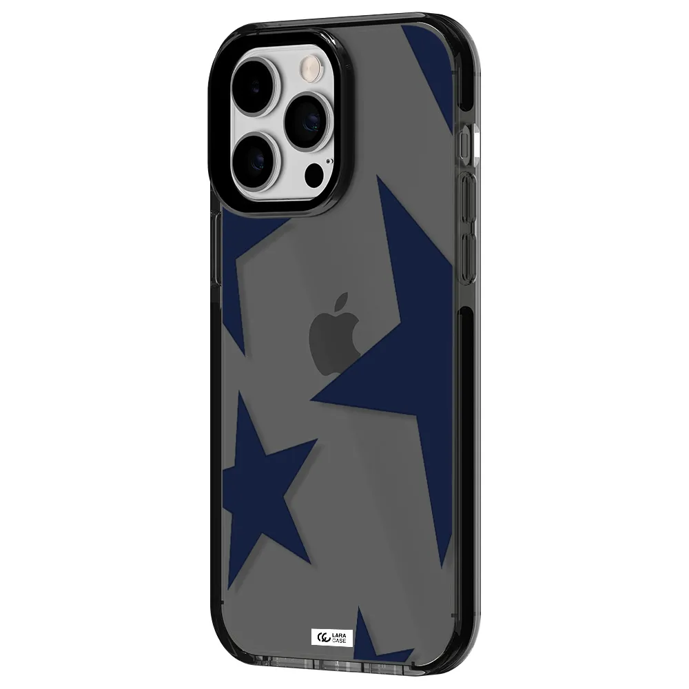 Blue Navy Stars Apple iPhone 15 Pro Max impact Smoke Black Case