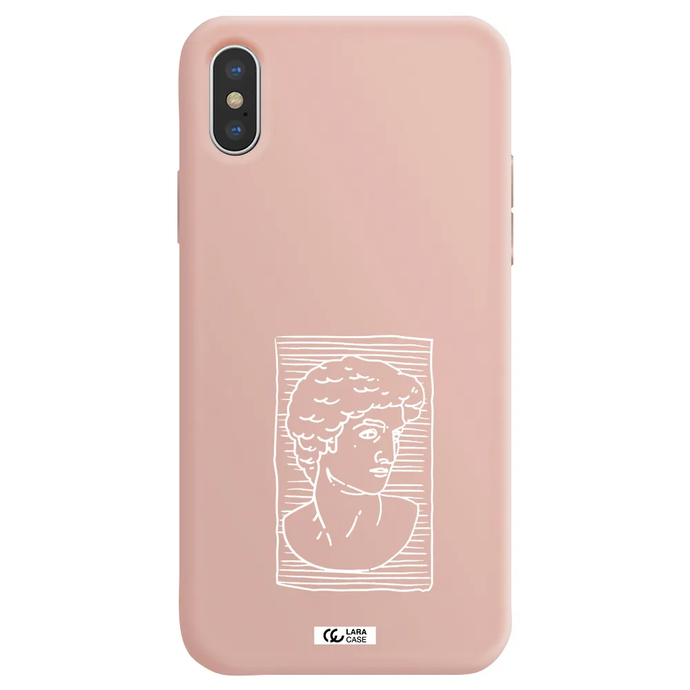 David Apple iPhone X Silicone pastel pink Case
