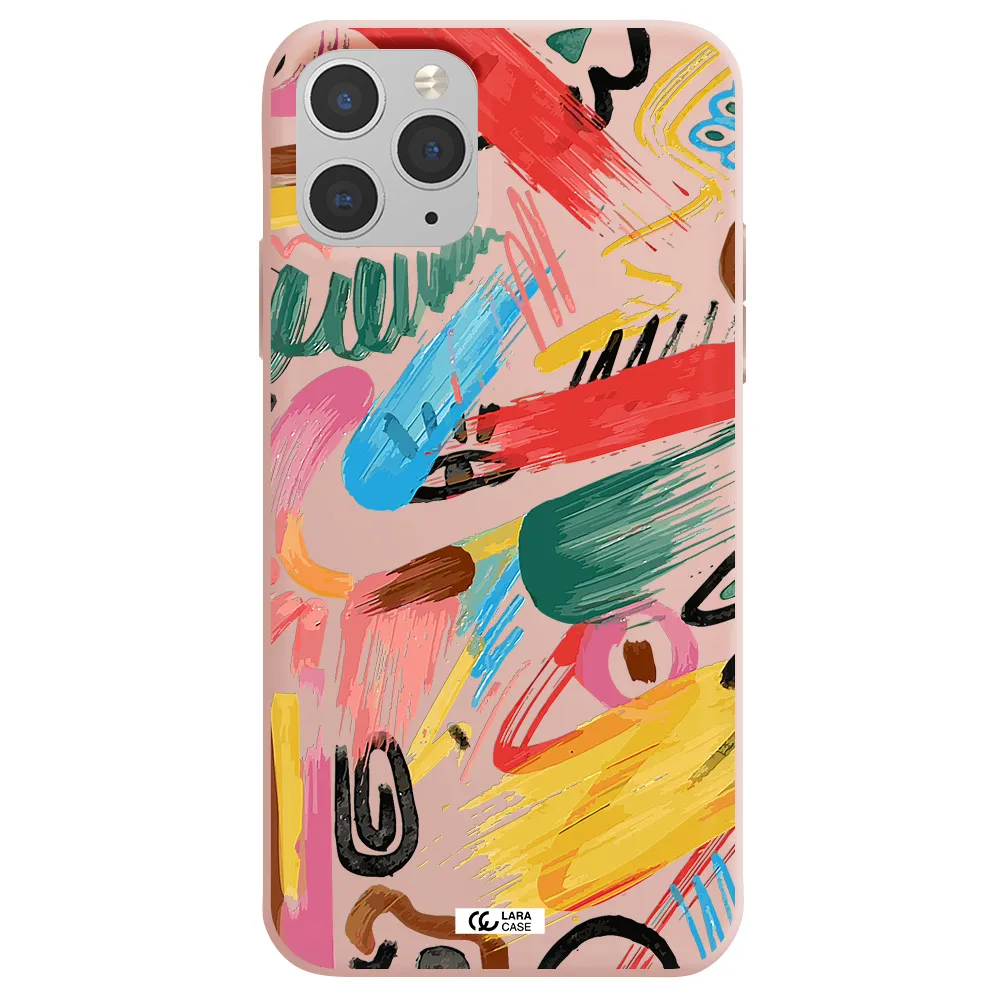 Oil Paint Abstract Apple iPhone 11 pro max Silicone pastel pink Case