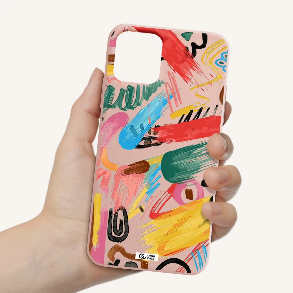 Oil Paint Abstract Apple iPhone 11 pro max Silicone pastel pink Case