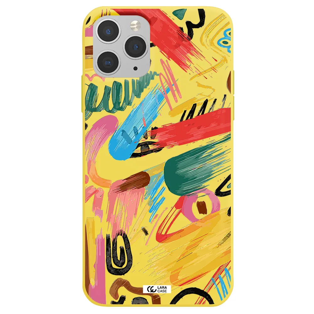Oil Paint Abstract Apple iPhone 11 pro Silicone canary yellow Case