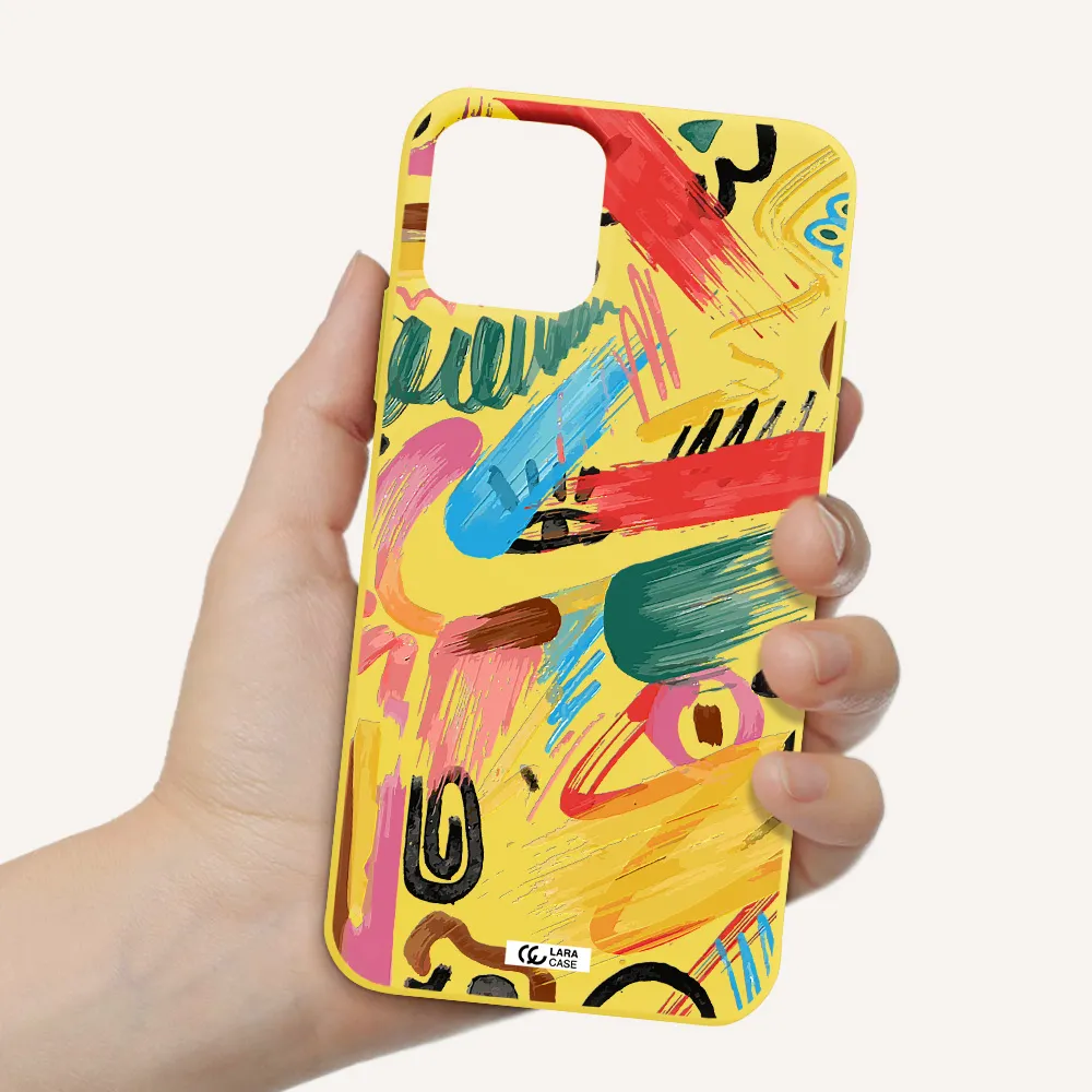 Oil Paint Abstract Apple iPhone 11 pro Silicone canary yellow Case