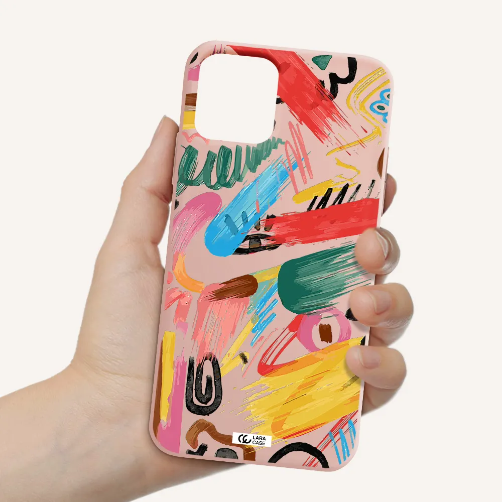 Oil Paint Abstract Apple iPhone 11 pro Silicone pastel pink Case