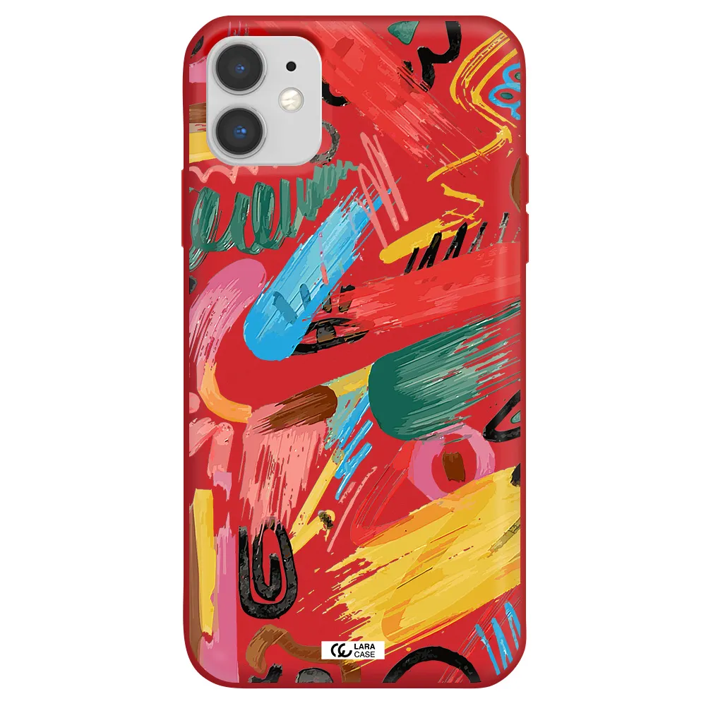 Oil Paint Abstract Apple iPhone 11 Silicone Imperial Red Case