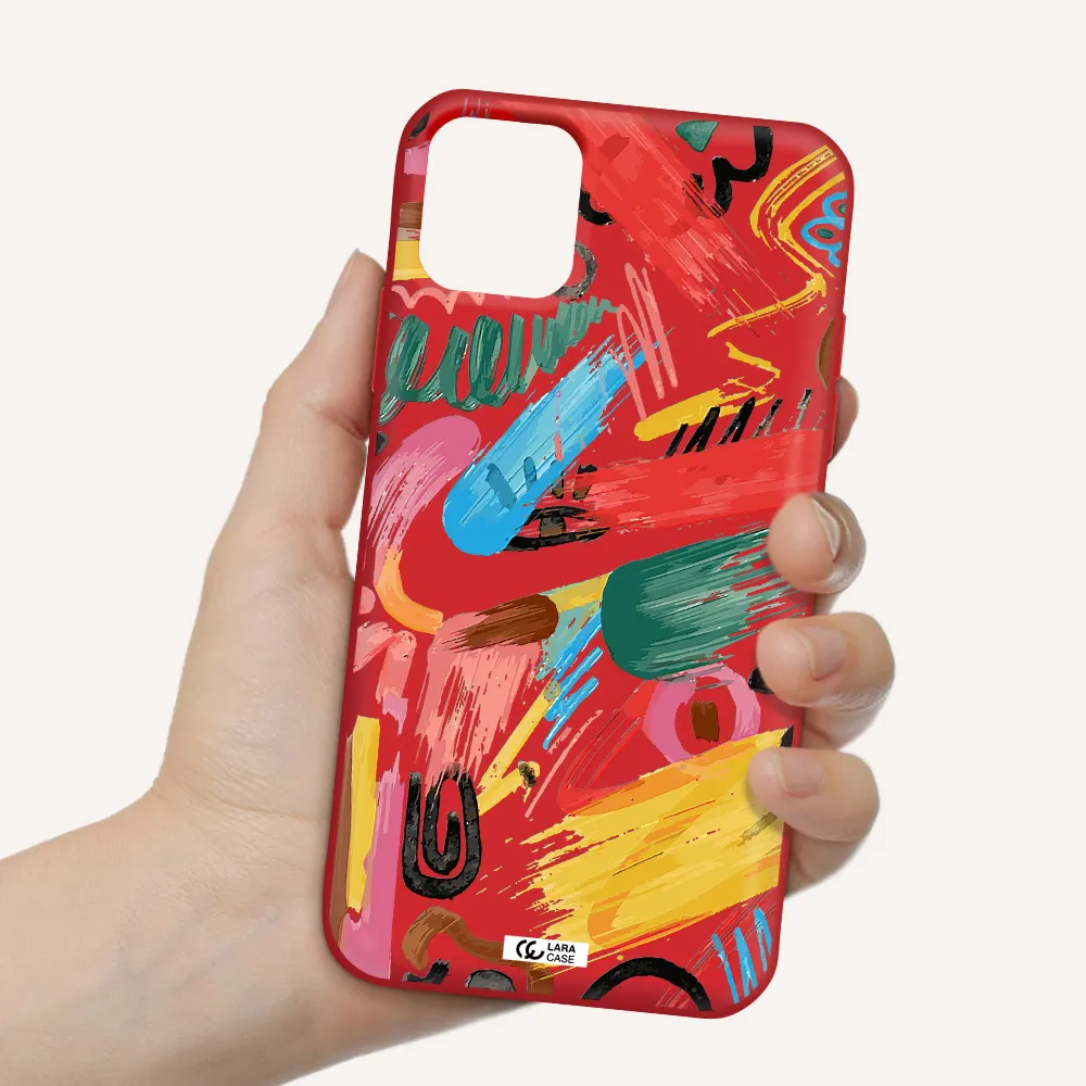 Oil Paint Abstract Apple iPhone 11 Silicone Imperial Red Case