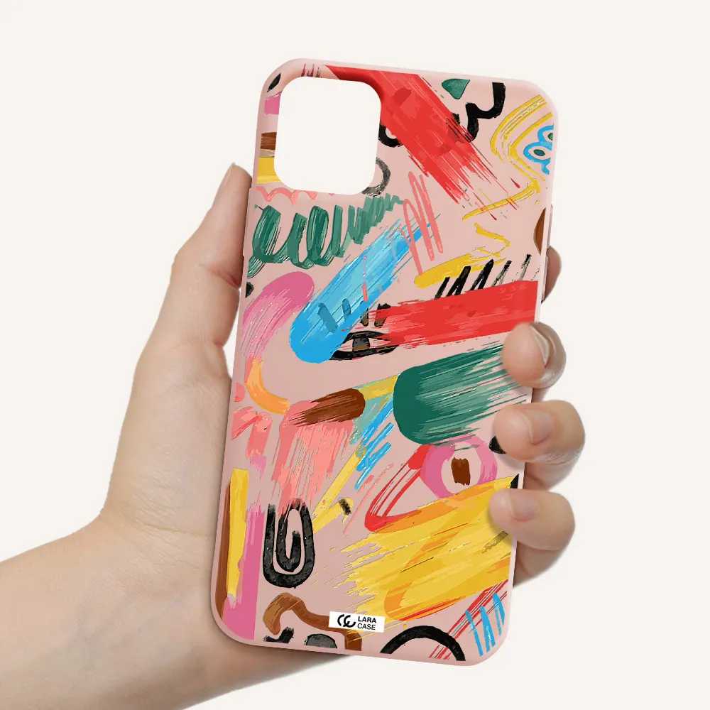 Oil Paint Abstract Apple iPhone 11 Silicone pastel pink Case