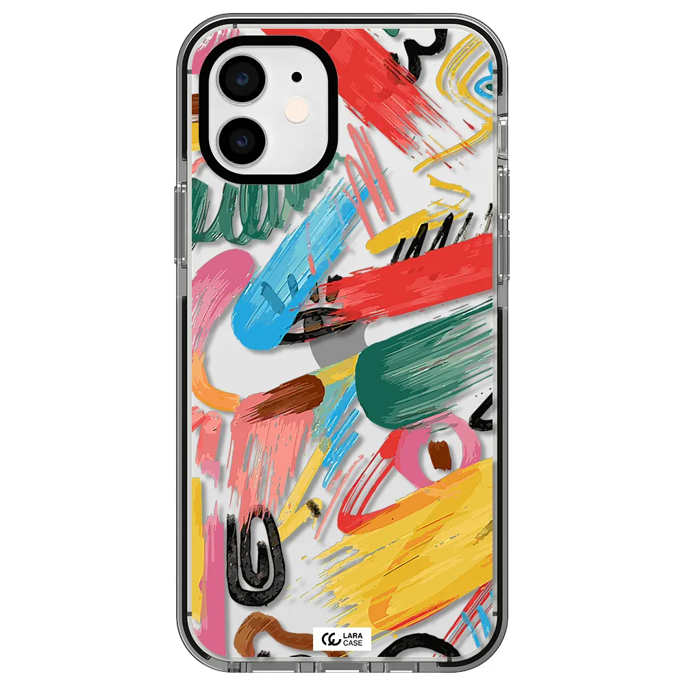 Oil Paint Abstract Apple iPhone 12 impact black border Case