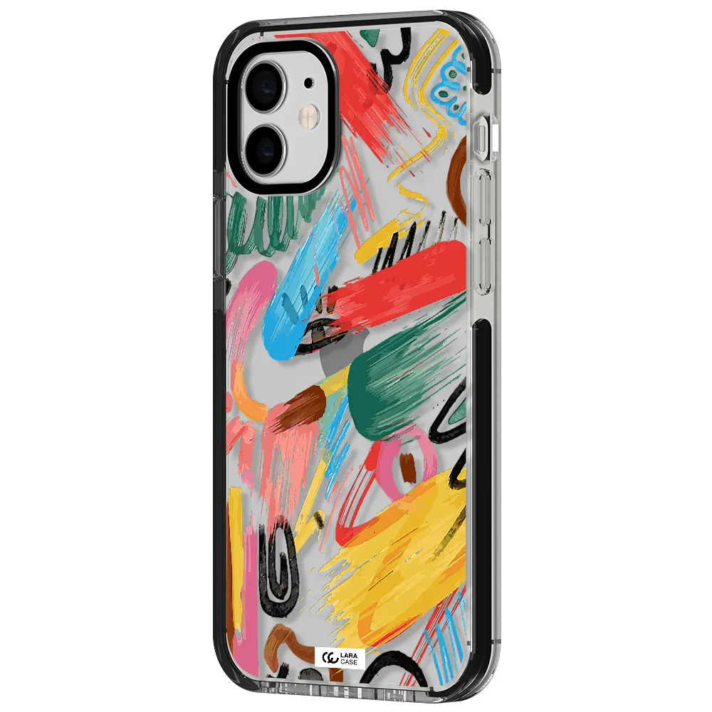 Oil Paint Abstract Apple iPhone 12 impact black border Case