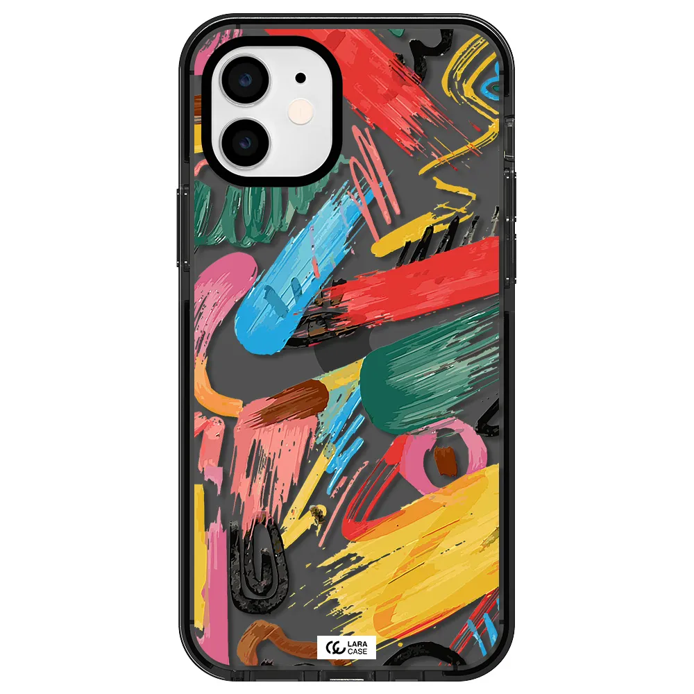 Oil Paint Abstract Apple iPhone 12 impact Smoke Black Case