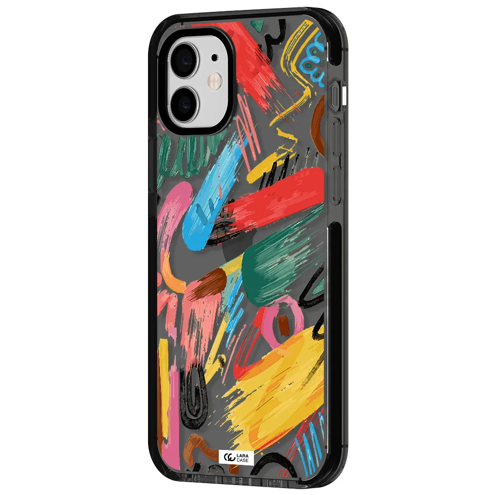 Oil Paint Abstract Apple iPhone 12 impact Smoke Black Case