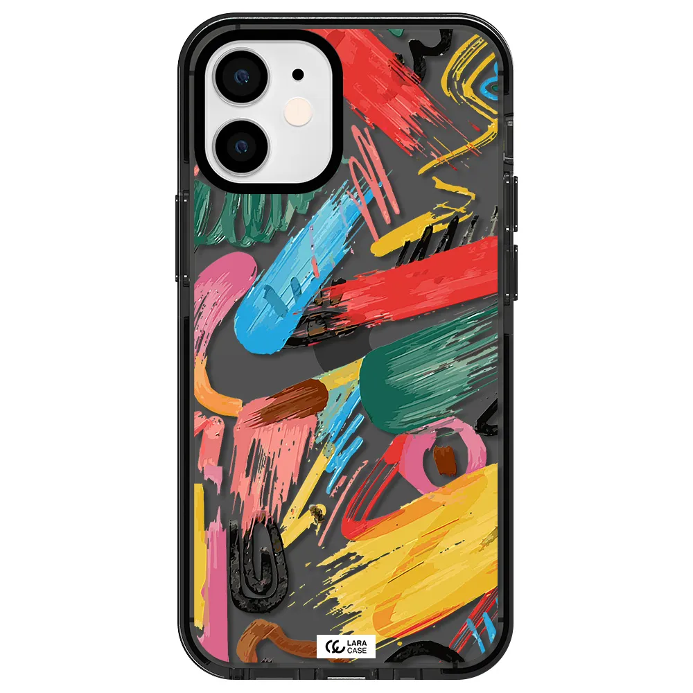Oil Paint Abstract Apple iPhone 12 mini impact Smoke Black Case