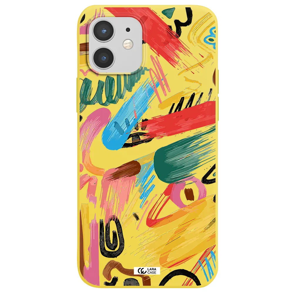 Oil Paint Abstract Apple iPhone 12 mini Silicone canary yellow Case
