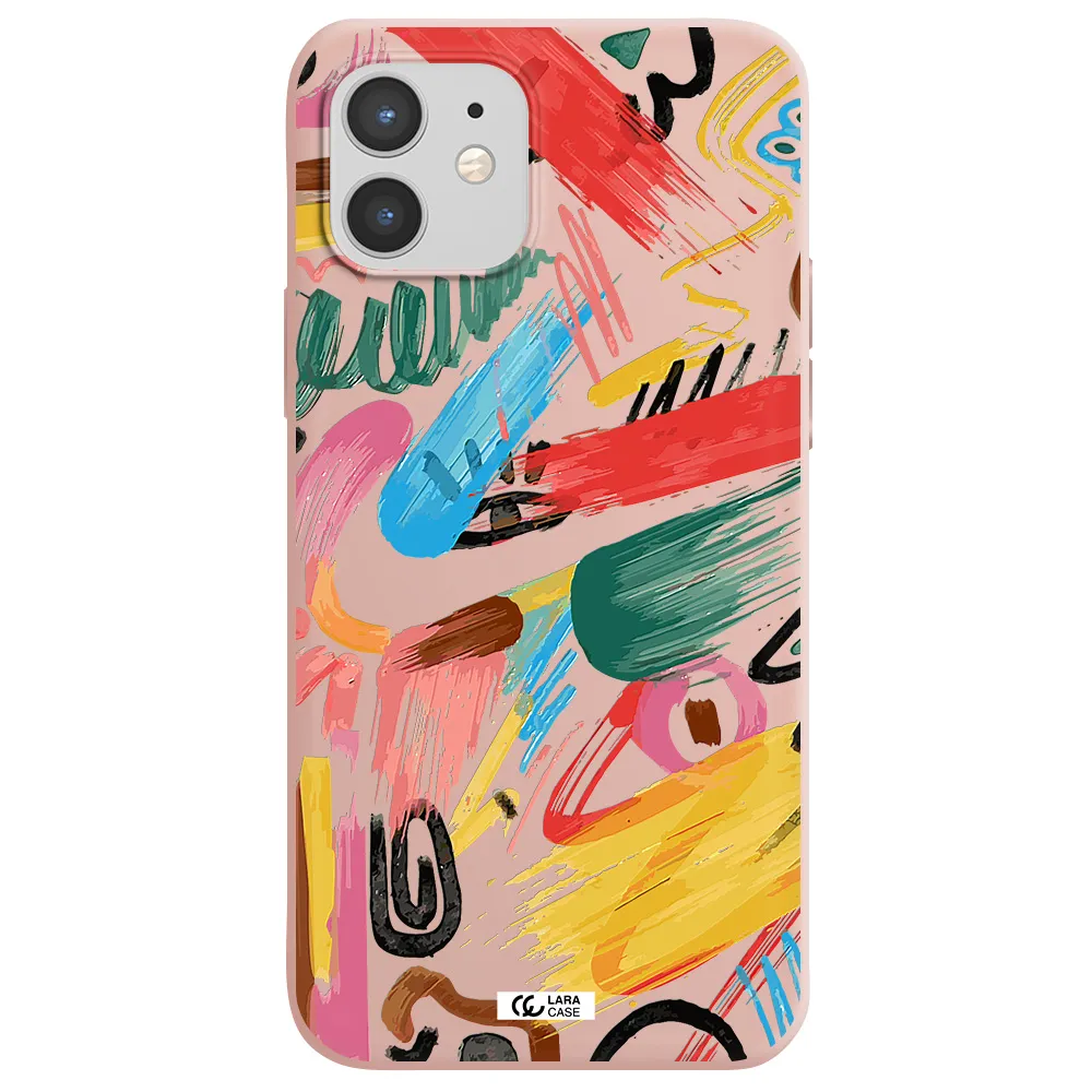 Oil Paint Abstract Apple iPhone 12 mini Silicone pastel pink Case