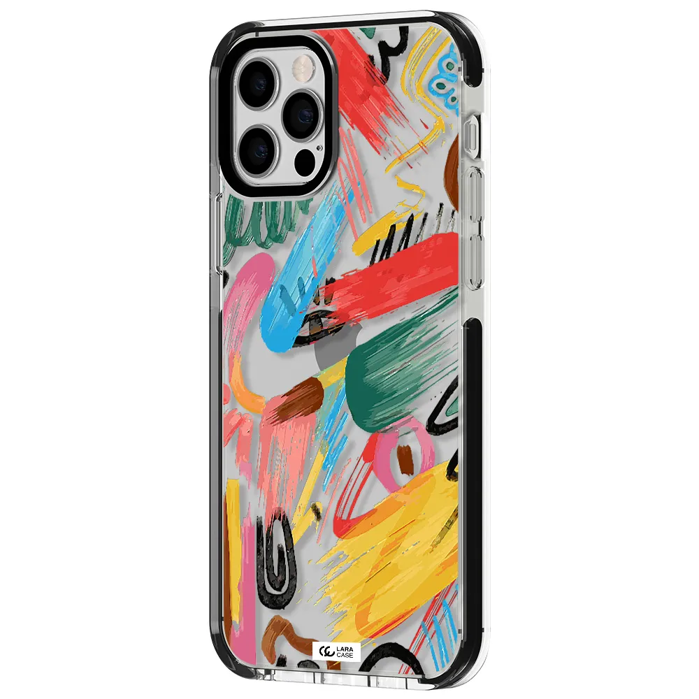 Oil Paint Abstract Apple iPhone 12 pro impact black border Case