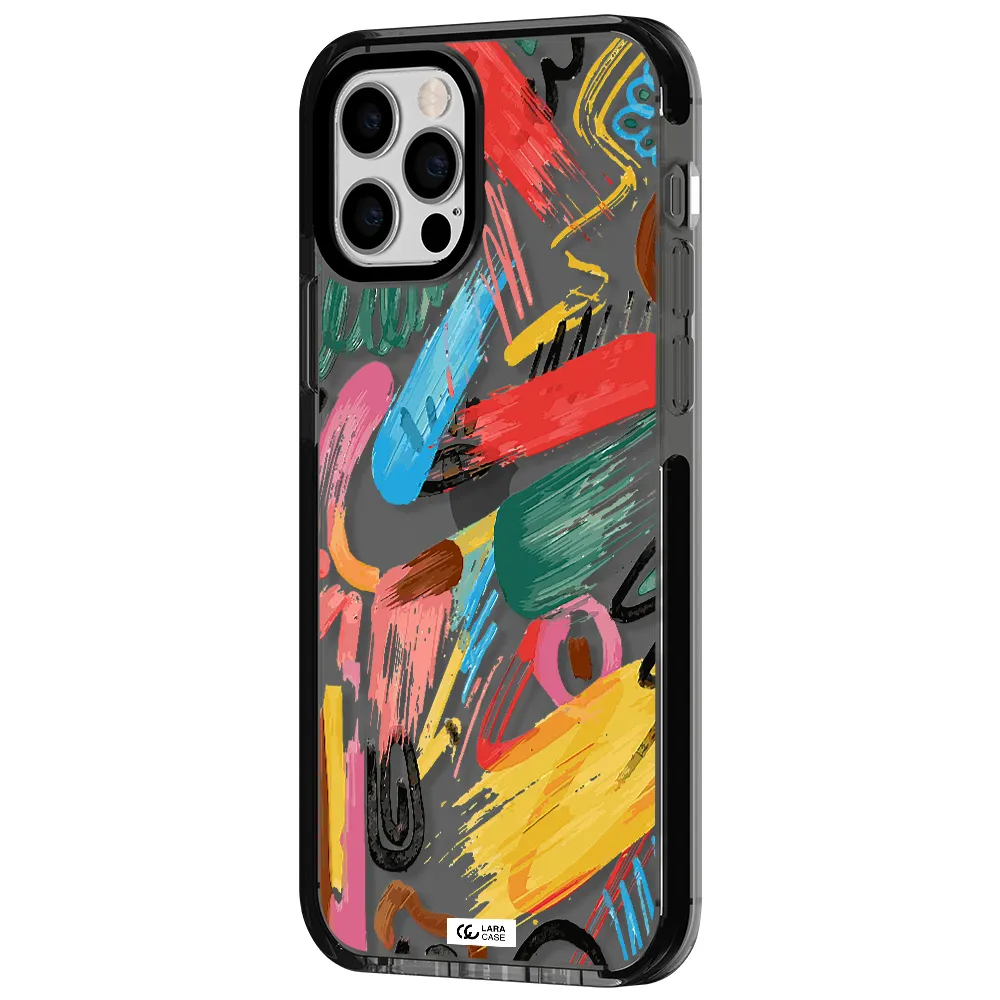 Oil Paint Abstract Apple iPhone 12 pro impact Smoke Black Case