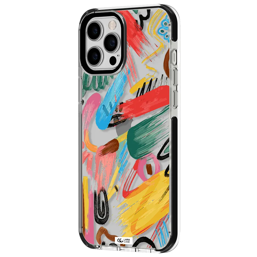 Oil Paint Abstract Apple iPhone 12 pro max impact black border Case