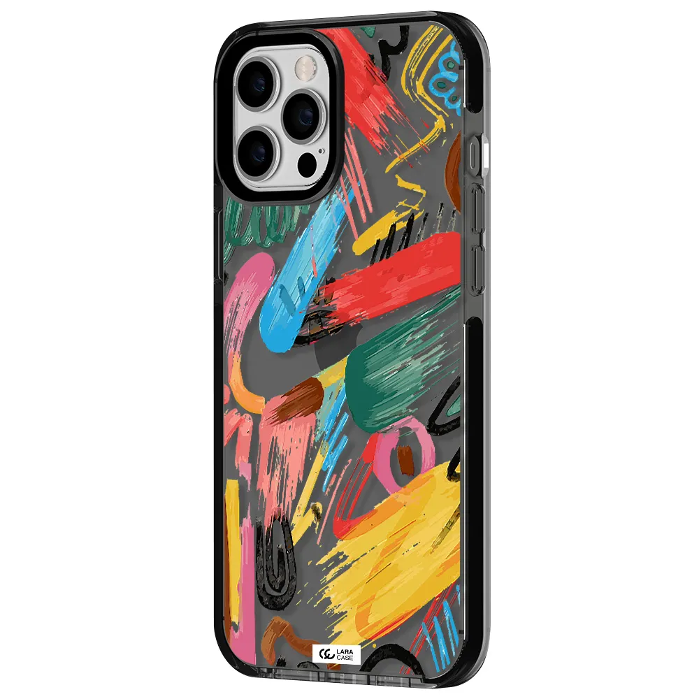Oil Paint Abstract Apple iPhone 12 pro max impact Smoke Black Case