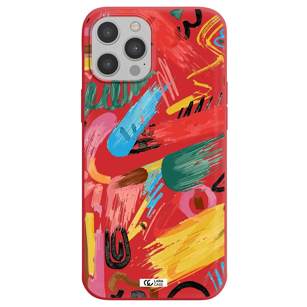 Oil Paint Abstract Apple iPhone 12 pro max Silicone Imperial Red Case