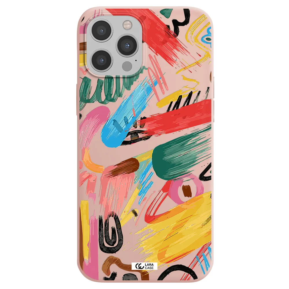 Oil Paint Abstract Apple iPhone 12 pro max Silicone pastel pink Case