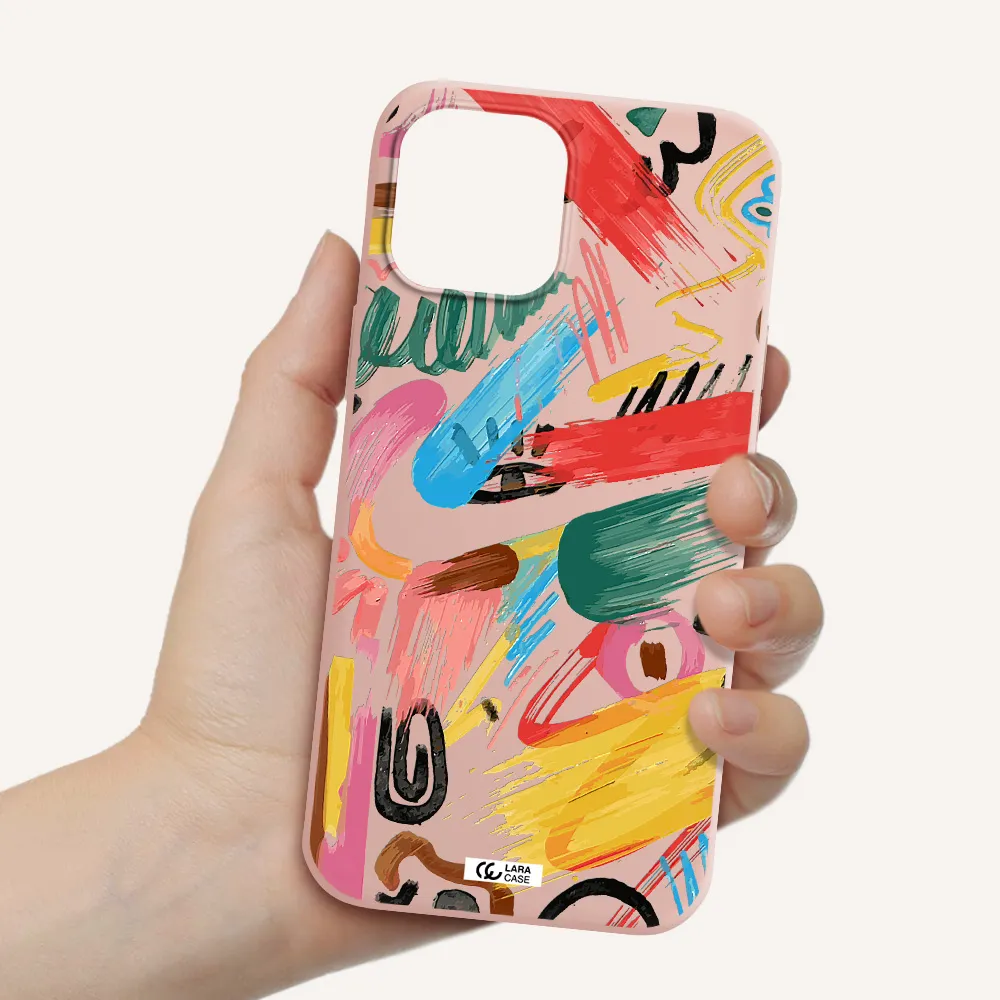 Oil Paint Abstract Apple iPhone 12 pro max Silicone pastel pink Case