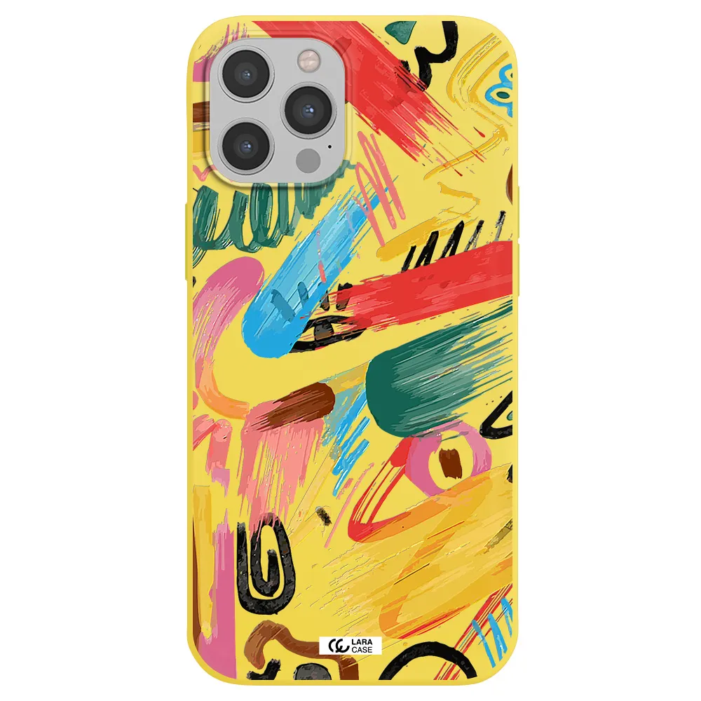 Oil Paint Abstract Apple iPhone 12 pro Silicone canary yellow Case
