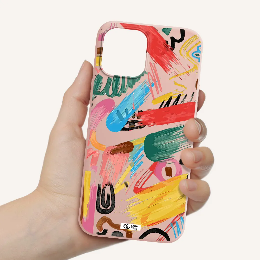 Oil Paint Abstract Apple iPhone 12 pro Silicone pastel pink Case