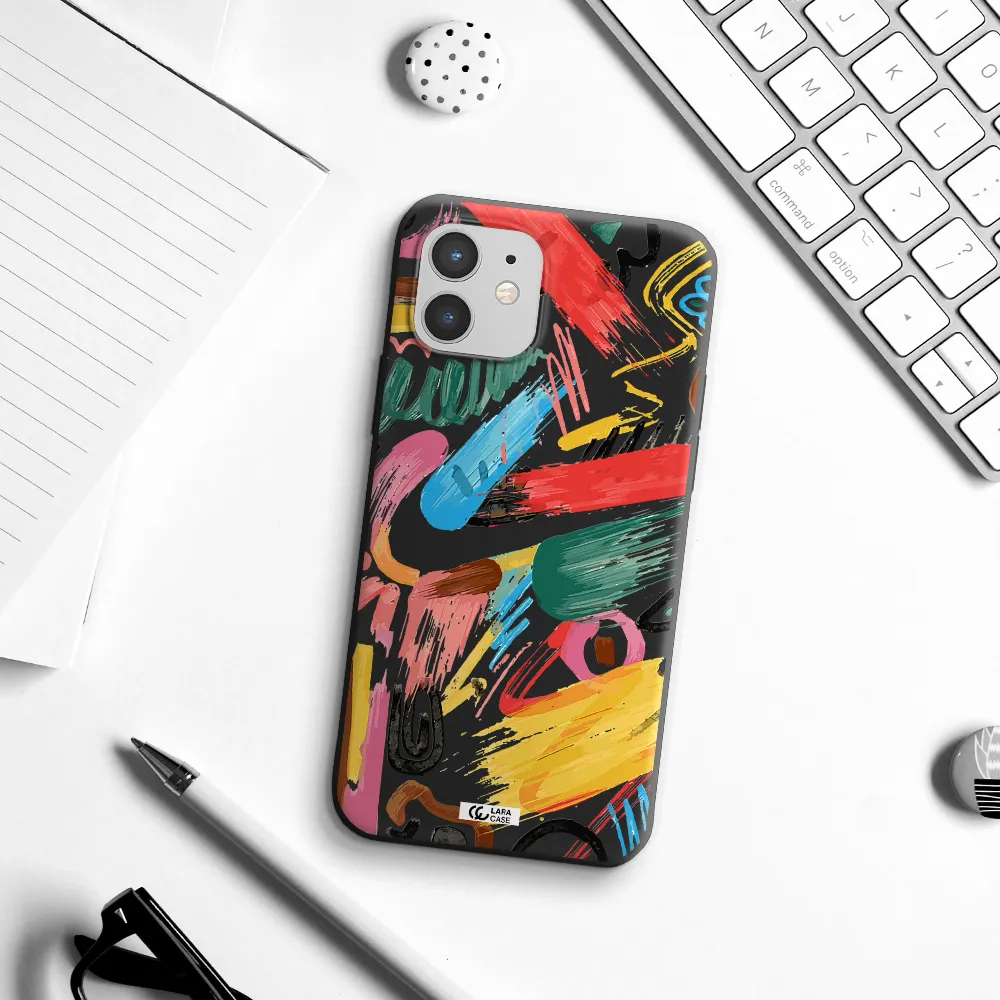 Oil Paint Abstract Apple iPhone 12 Silicone black Case