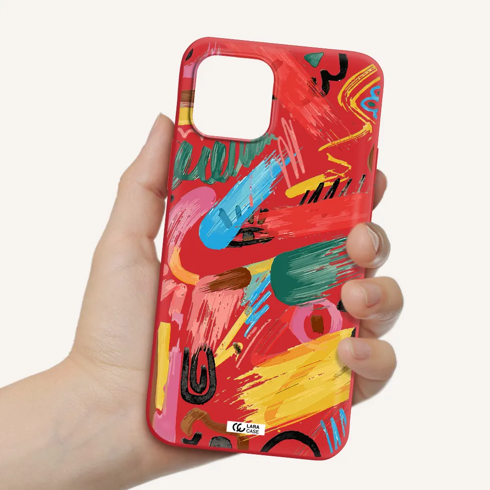 Oil Paint Abstract Apple iPhone 12 Silicone Imperial Red Case