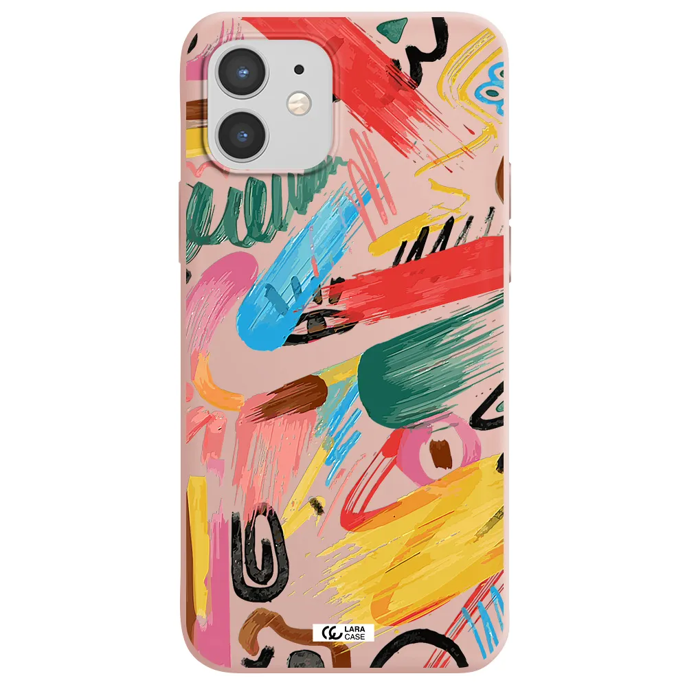 Oil Paint Abstract Apple iPhone 12 Silicone pastel pink Case