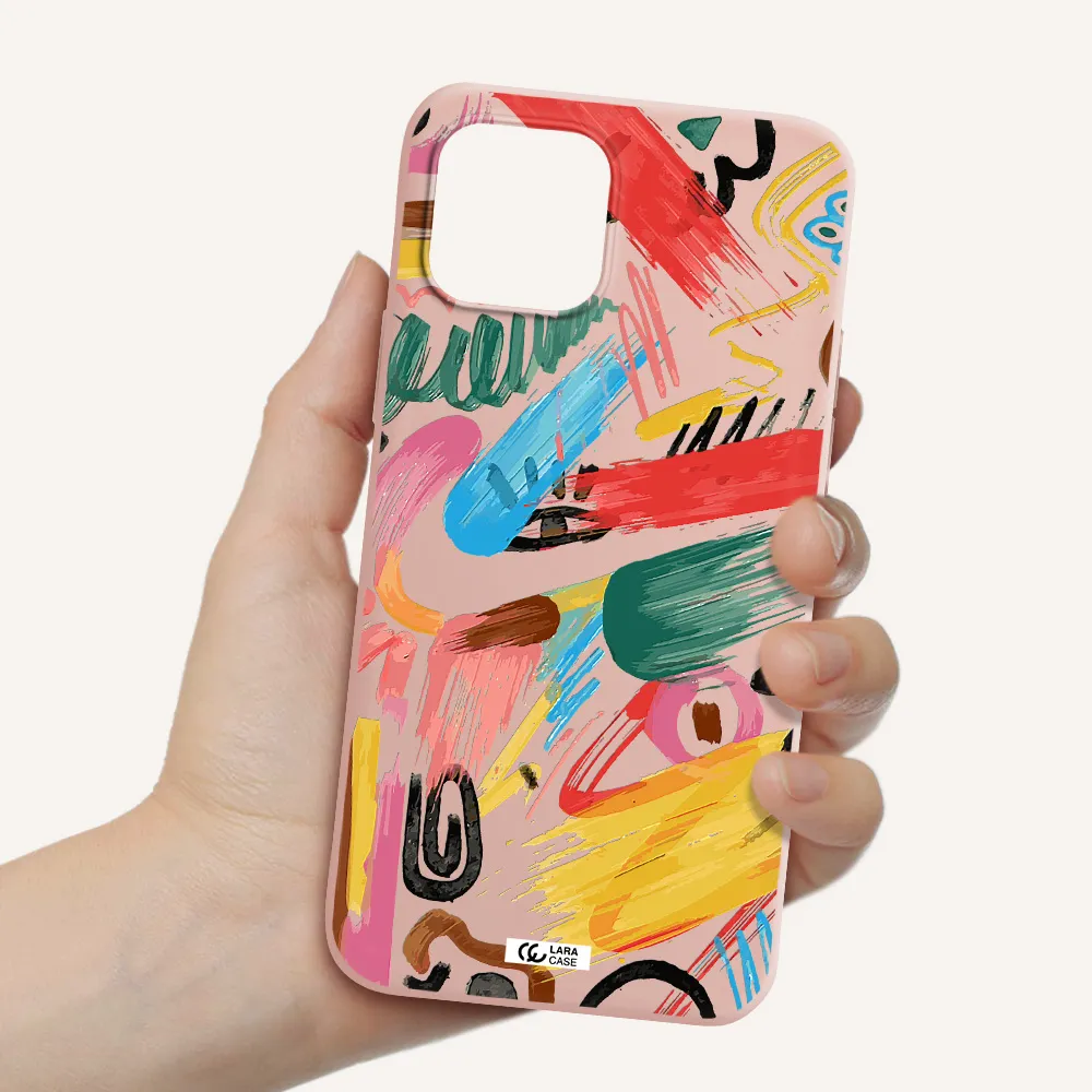 Oil Paint Abstract Apple iPhone 12 Silicone pastel pink Case