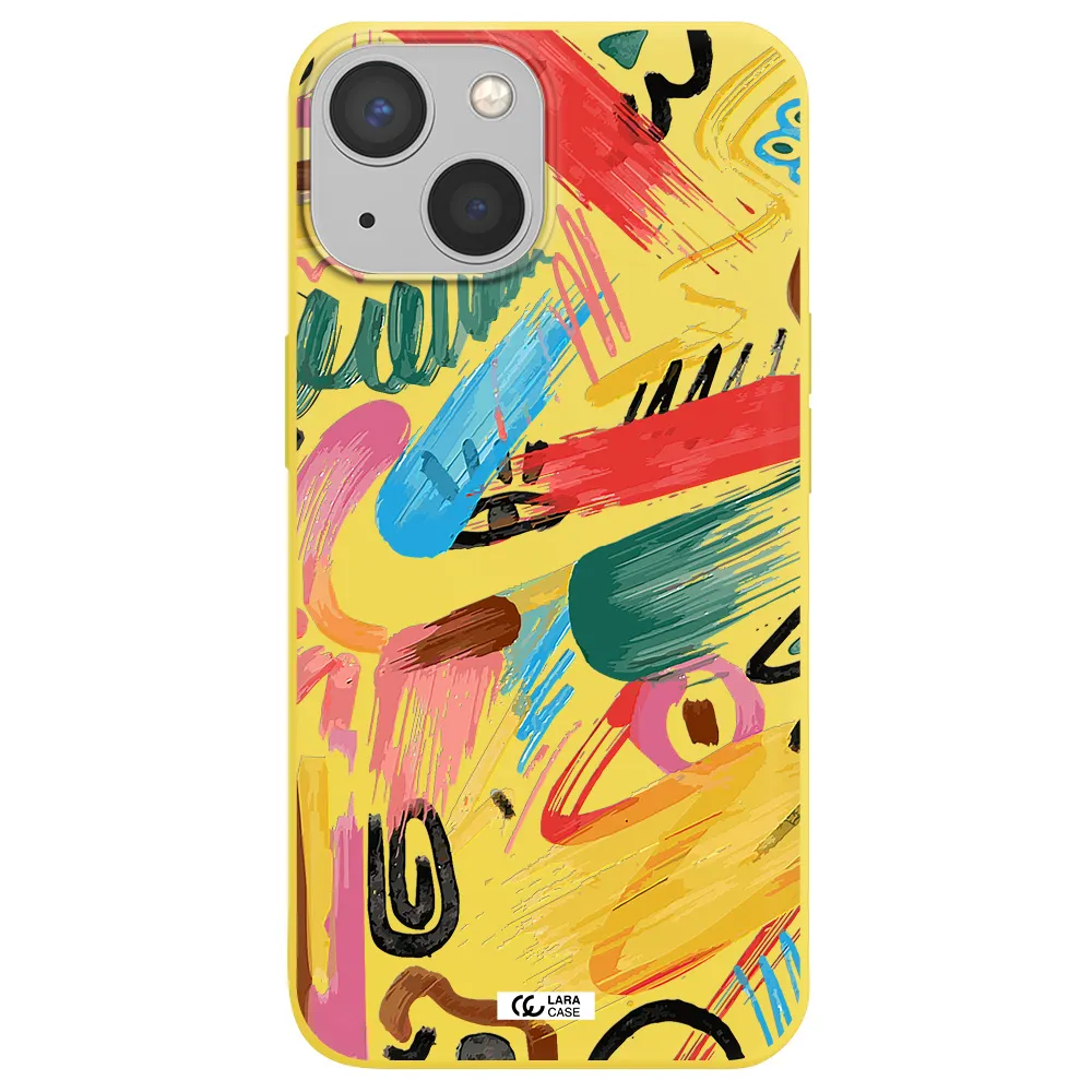 Oil Paint Abstract Apple iPhone 13 mini Silicone canary yellow Case