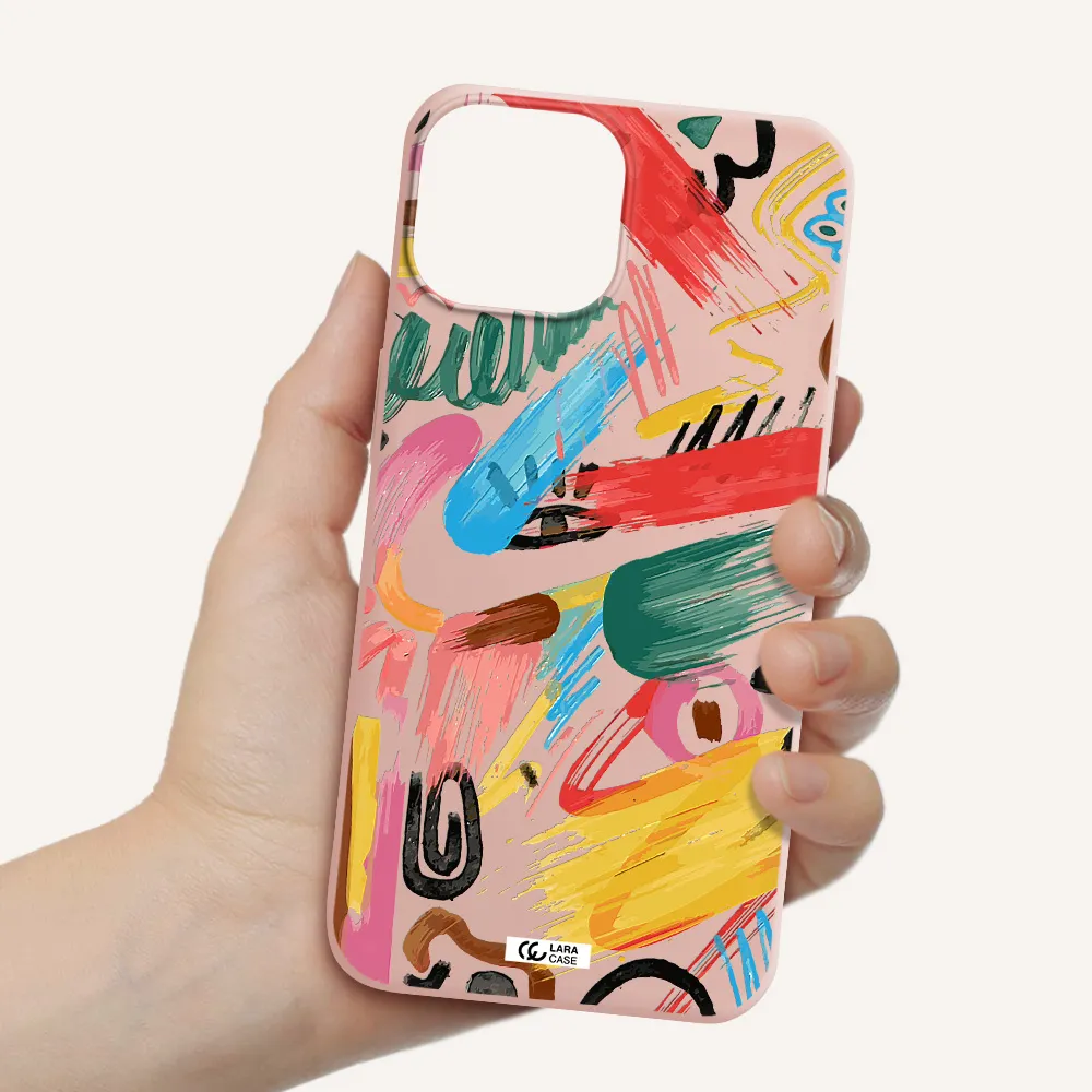Oil Paint Abstract Apple iPhone 13 mini Silicone pastel pink Case