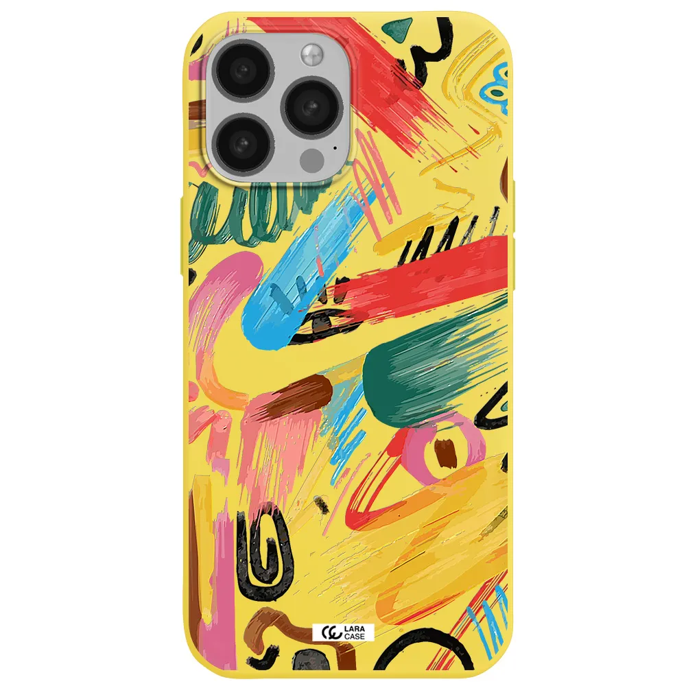 Oil Paint Abstract Apple iPhone 13 Pro Silicone canary yellow Case