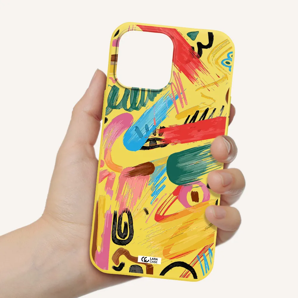 Oil Paint Abstract Apple iPhone 13 Pro Silicone canary yellow Case