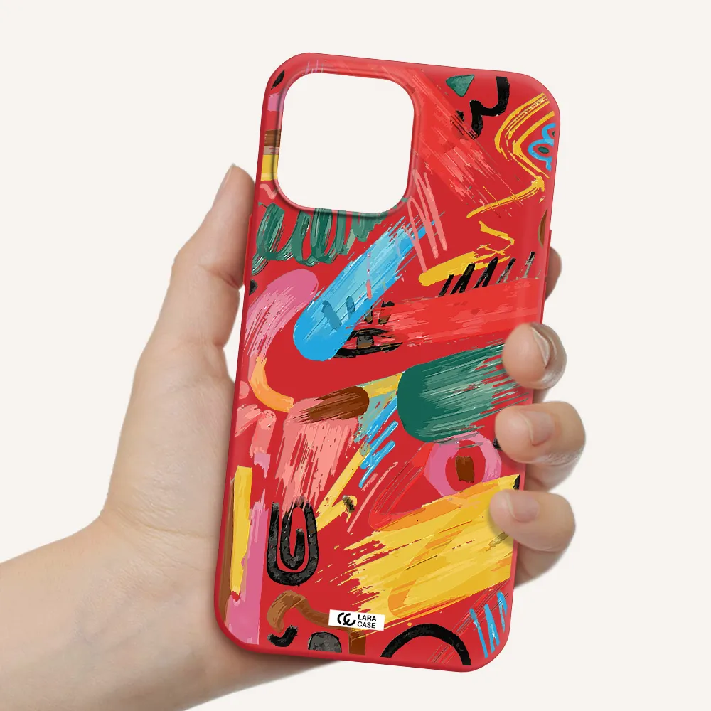 Oil Paint Abstract Apple iPhone 13 Pro Silicone Imperial Red Case