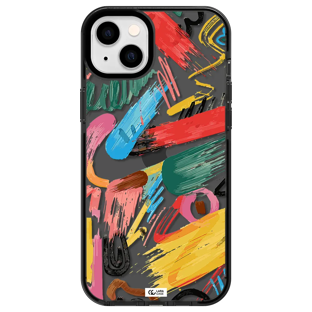Oil Paint Abstract Apple iPhone 14 plus impact Smoke Black Case