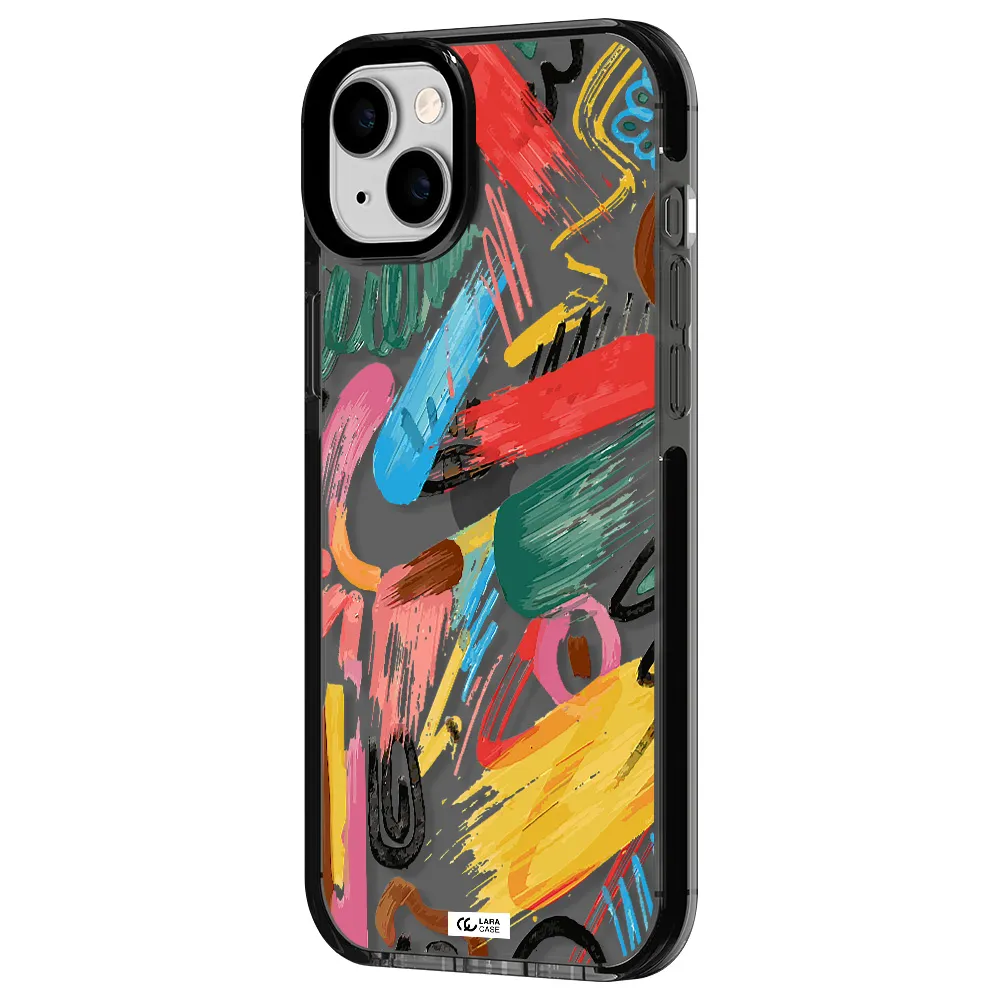 Oil Paint Abstract Apple iPhone 14 plus impact Smoke Black Case