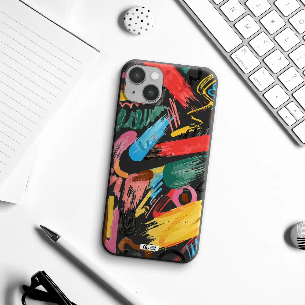 Oil Paint Abstract Apple iPhone 14 plus Silicone black Case