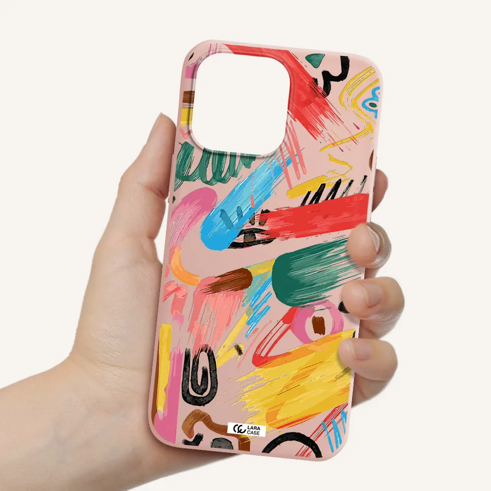 Oil Paint Abstract Apple iPhone 14 pro max Silicone pastel pink Case
