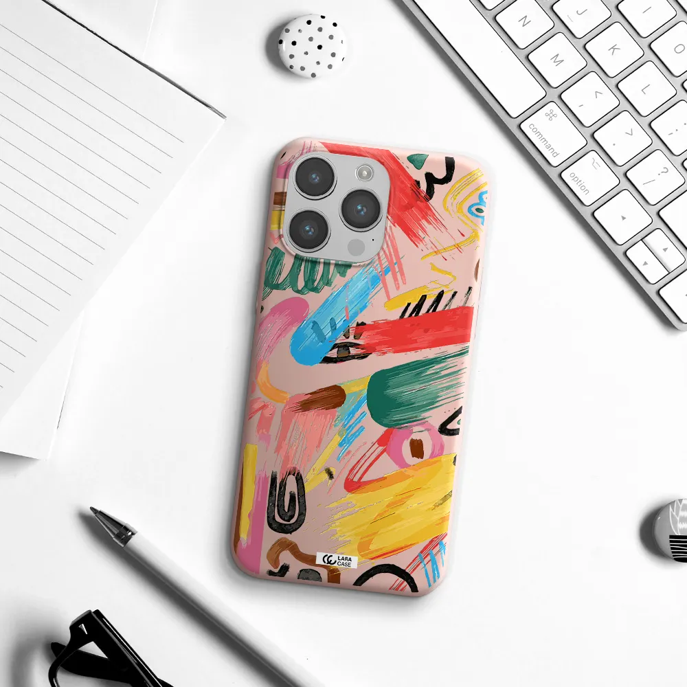 Oil Paint Abstract Apple iPhone 14 pro max Silicone pastel pink Case