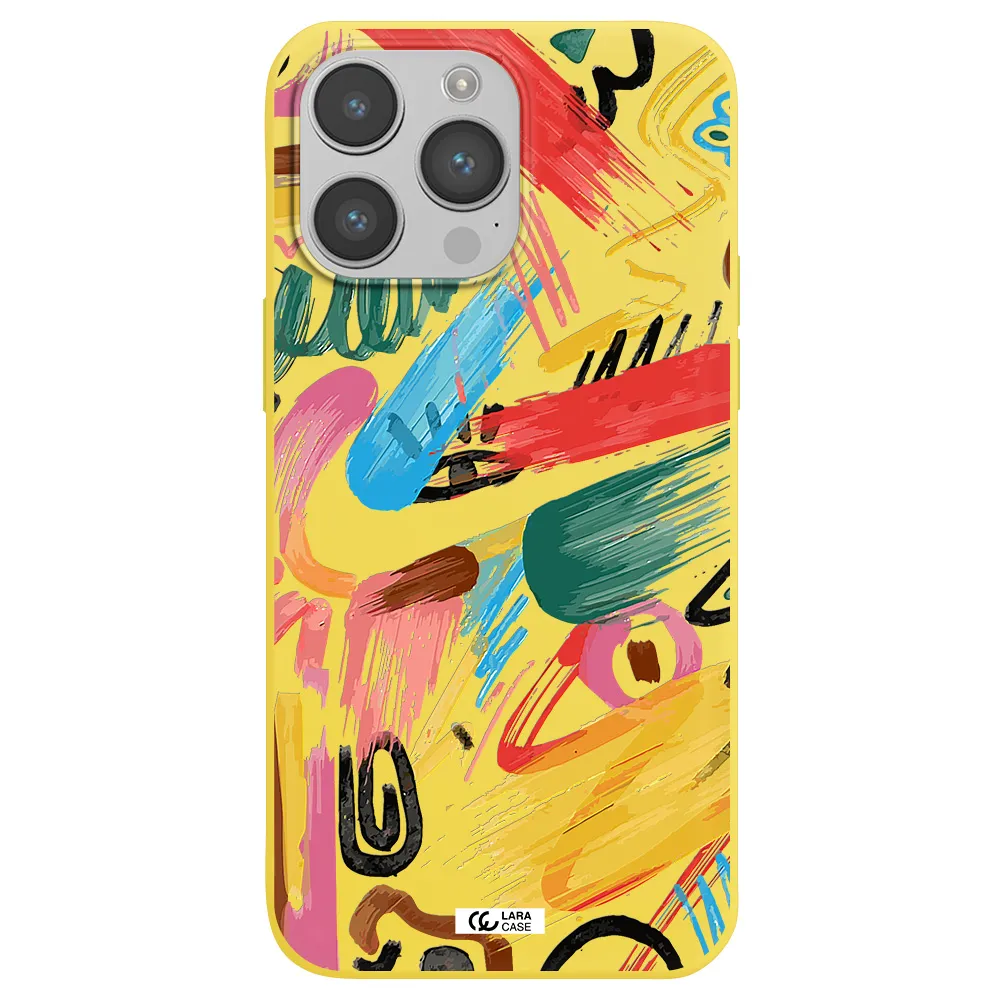 Oil Paint Abstract Apple iPhone 14 pro Silicone canary yellow Case