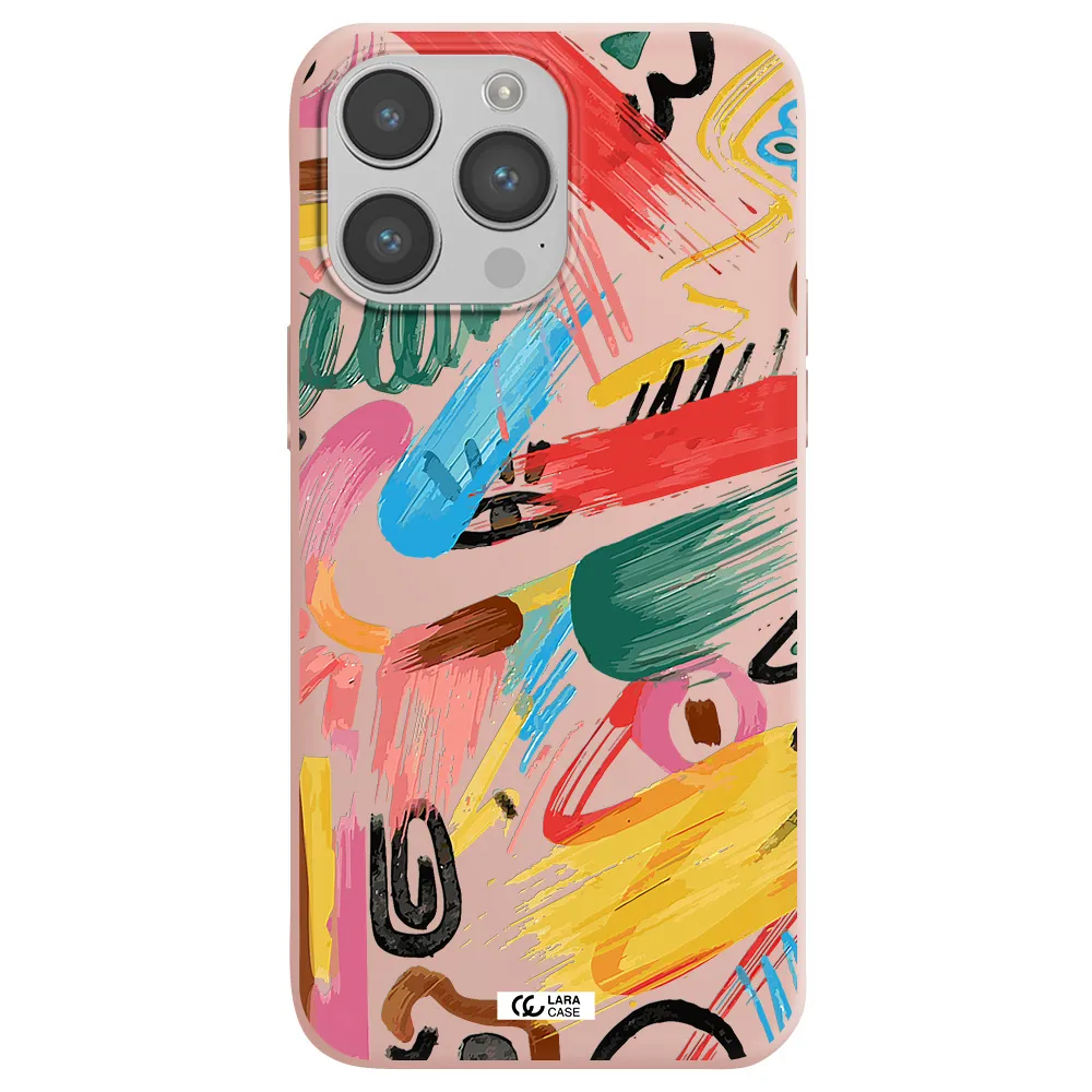 Oil Paint Abstract Apple iPhone 14 pro Silicone pastel pink Case
