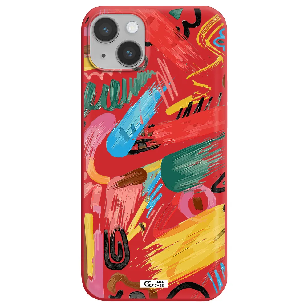 Oil Paint Abstract Apple iPhone 14 Silicone Imperial Red Case